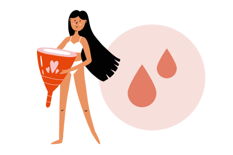 Illustration of person holding menstrual cup.