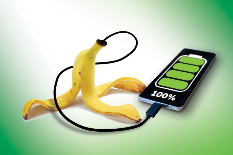 Banana peel charging a phone
