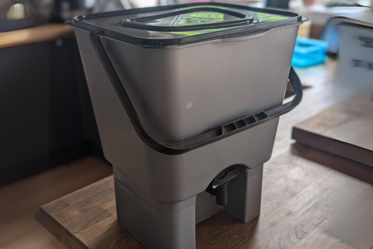 Bokashi compost bin in kitchen