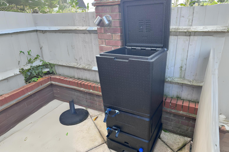 Hotbin compost bin in garden 