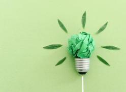 Lightbulb made of green paper