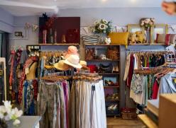 Fully-stocked charity shop, selling clothes, shoes, accessories and homeware.