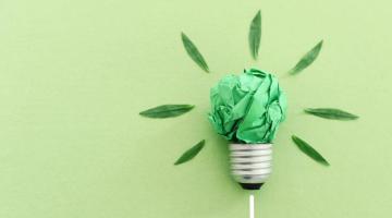 Lightbulb made of green paper.