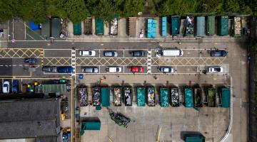 Birdseye view of recycling centre.