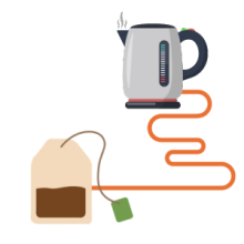 Tea bag powering kettle 