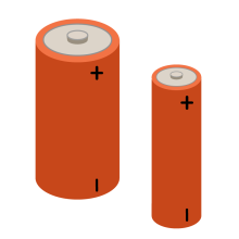 Illustration of two orange household batteries.