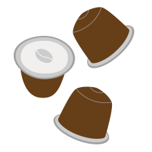 Cartoon image of coffee pods