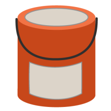 Illustration of an orange paint tin.