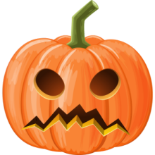 Illustration of a carved pumpkin.