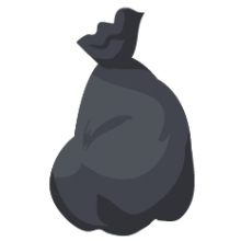 Illustration of a black sack of rubbish.